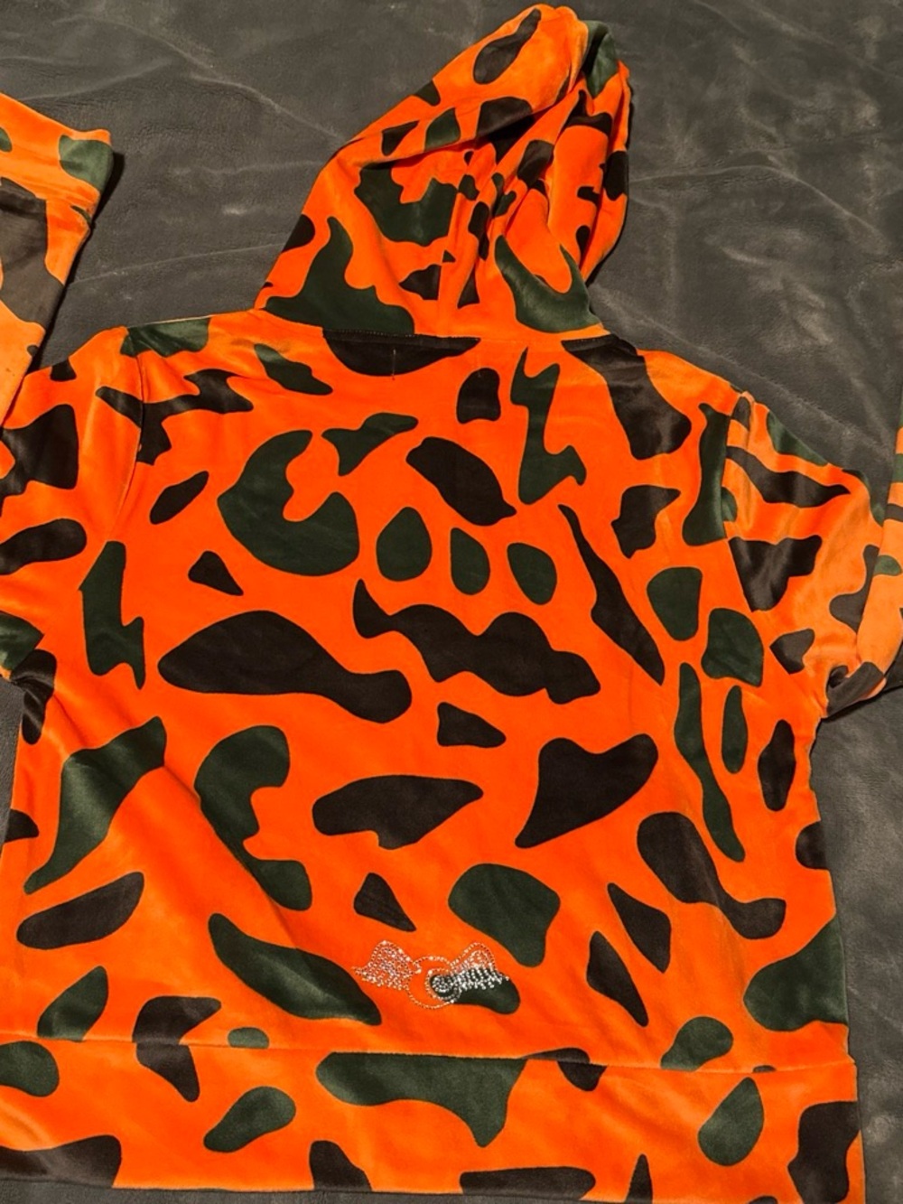 VON DUTCH Velour Camo Zip Up Hoodie Size XL - Picture 2 of 4